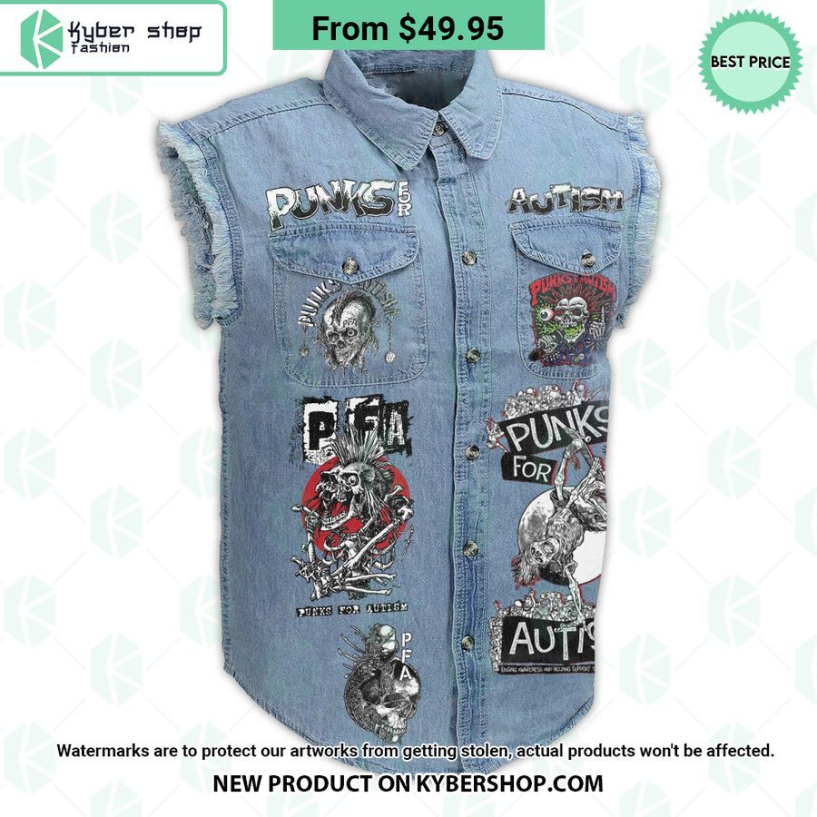 Punks For Autism Sleeveless Denim Jacket