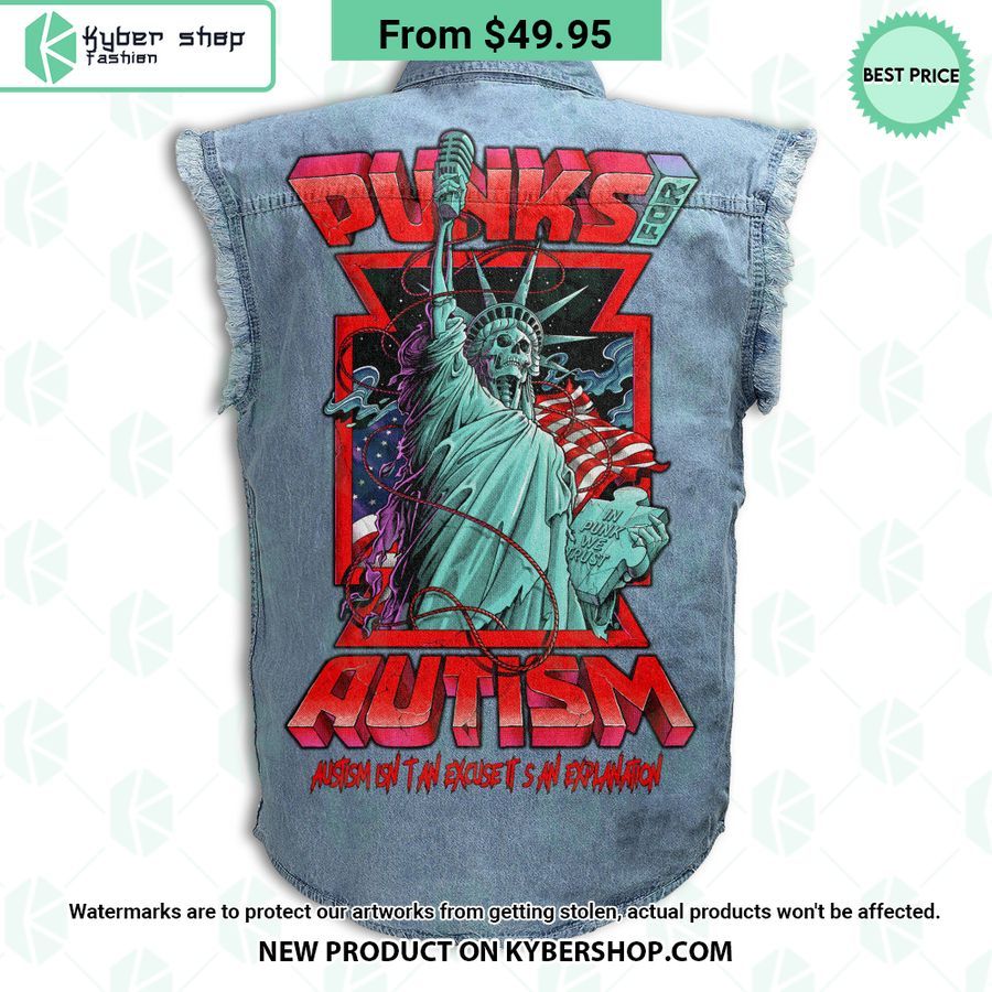 Punks For Autism Sleeveless Denim Jacket