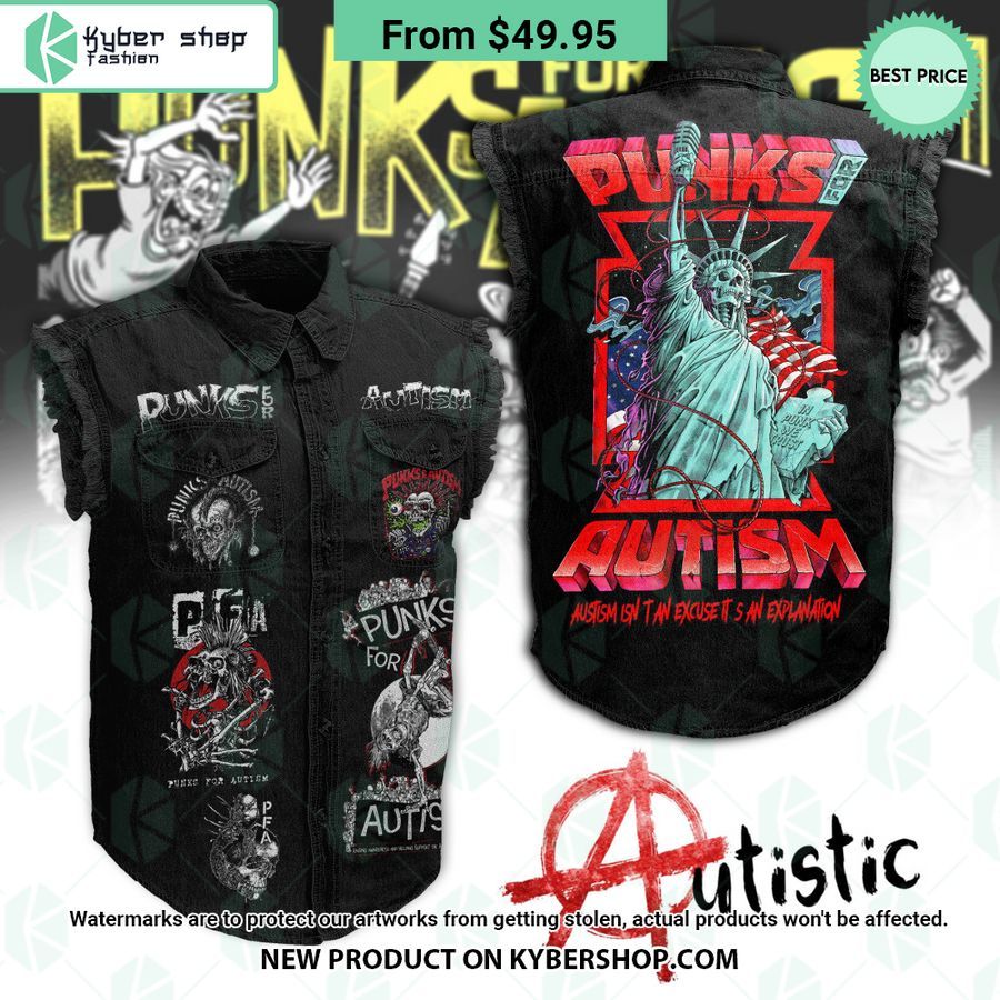 Punks For Autism Sleeveless Denim Jacket