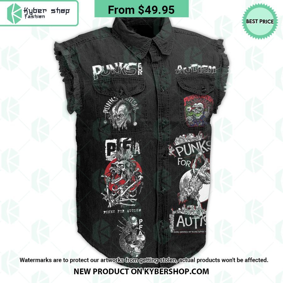 Punks For Autism Sleeveless Denim Jacket