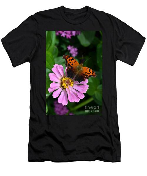 Question Mark Butterfly And Zinnia Flower T-Shirt