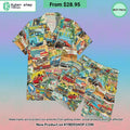 Racing Collage Hawaiian Shirt Shorts