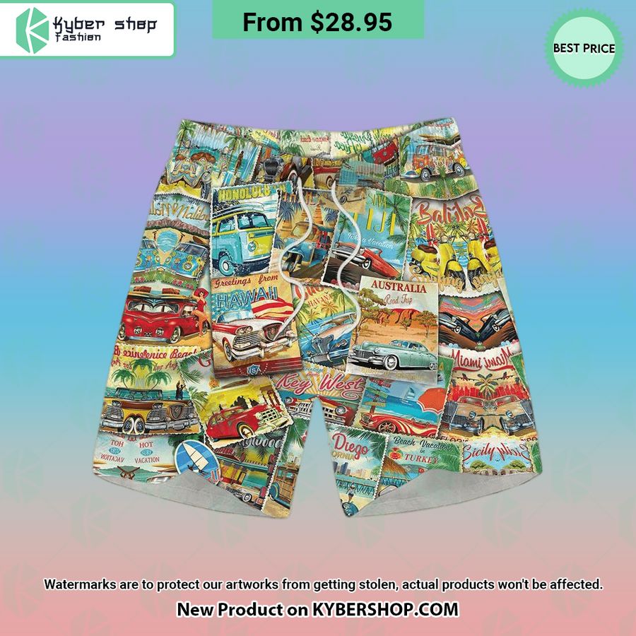 Racing Collage Hawaiian Shirt Shorts