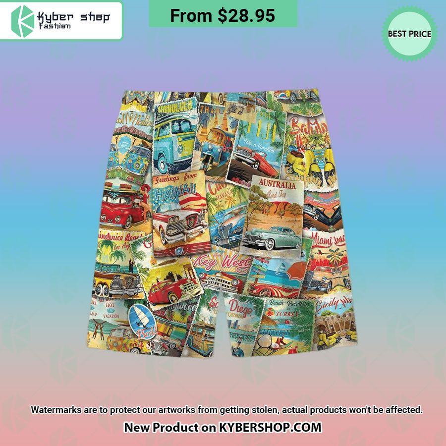 Racing Collage Hawaiian Shirt Shorts