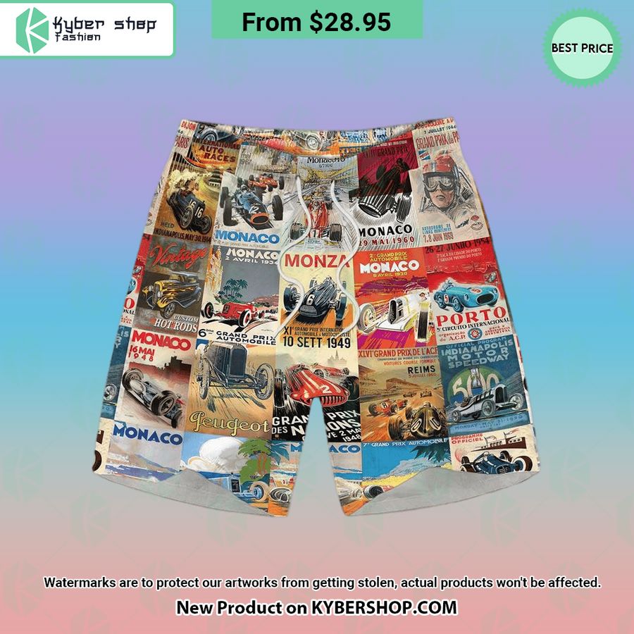 Racing Poster Collage Hawaiian Shirt Shorts