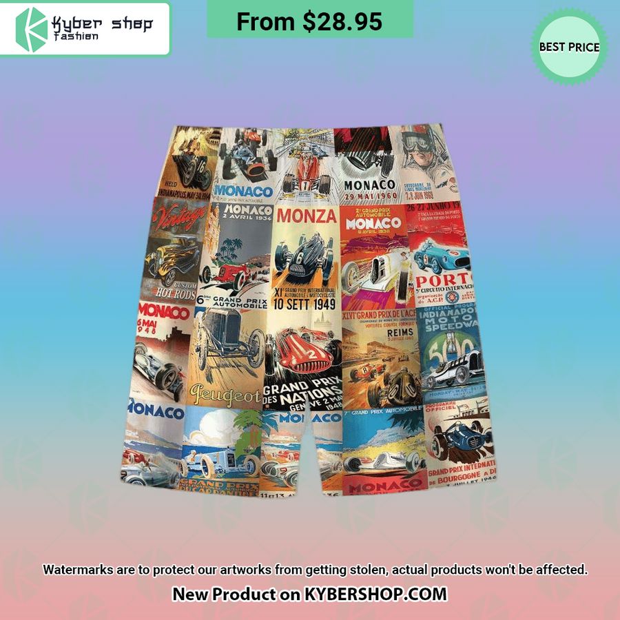 Racing Poster Collage Hawaiian Shirt Shorts