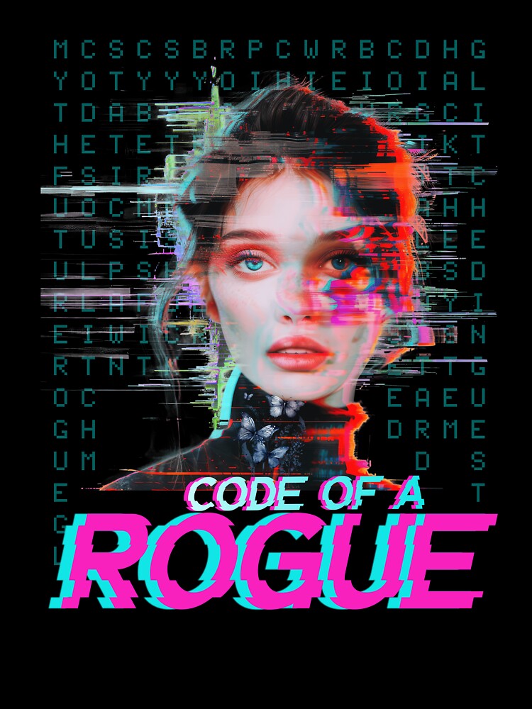 Cyberpunk Glitch Hacker Girl, Code of a Rogue Futuristic Streetwear Graphic Tee by GlitchRogue