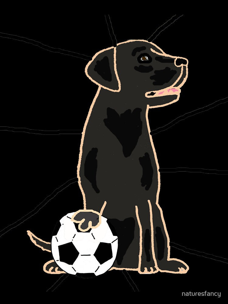 Cute Black Lab Playing Football Cartoon by Nature's Fancy