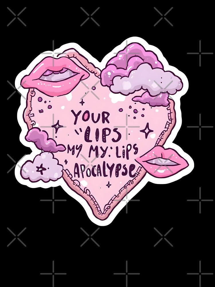 Your Lips My Lips Apocalypse T-Shirt | Pastel Goth Aesthetic Heart Sticker | Alt Pop Lyric Art , Indie Music by Pixie Bloom