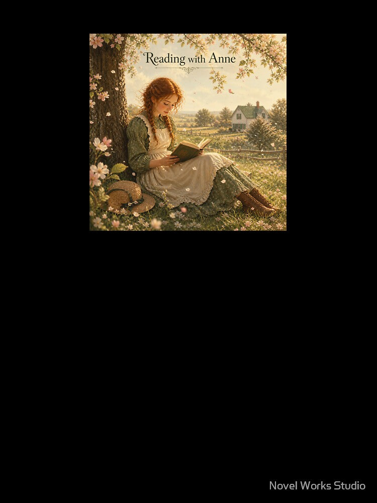 Reading with Anne – Sunlit Orchard Book Scene – Summer Reading Aesthetic by Novel Works Studio