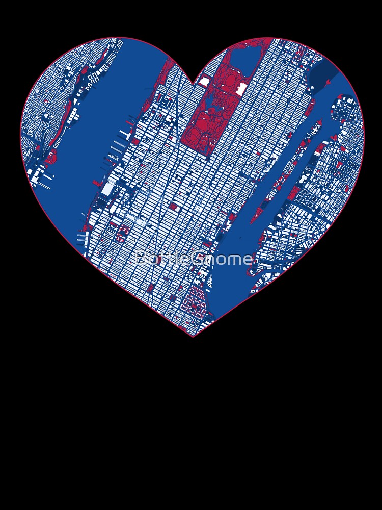 New York Heart Map – American Football Inspired City Art by BottleGnome