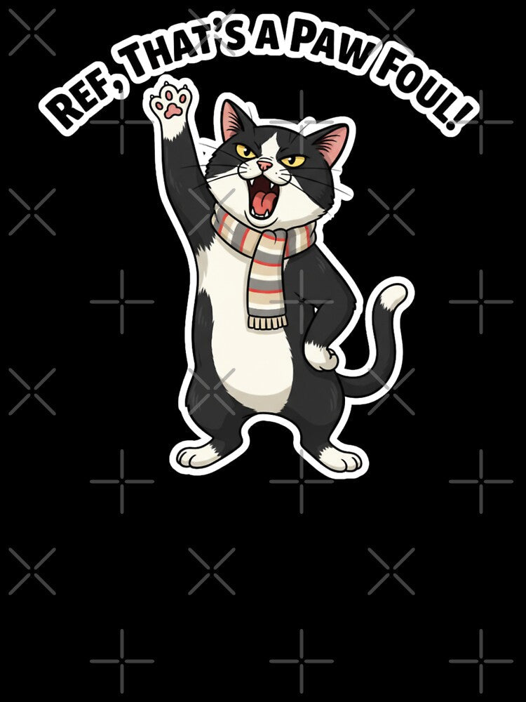 Ref, That's a Paw Foul! — Funny Tuxedo Cat Football Design by catastrocat