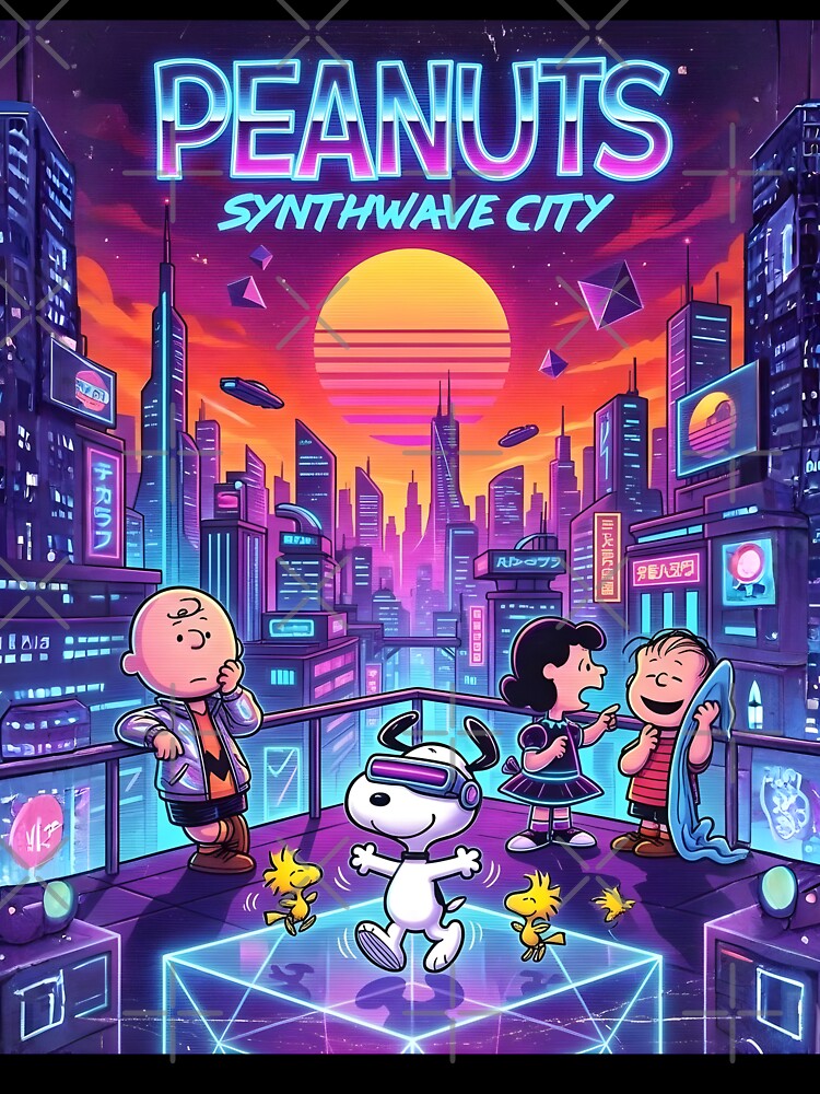 Synthwave Peanuts: Neon Cyberpunk City Art by Innova_Creations