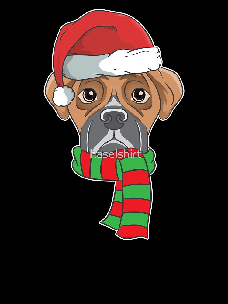 Funny Christmas Dog Xmas Santa Boxer Holiday Gift by haselshirt