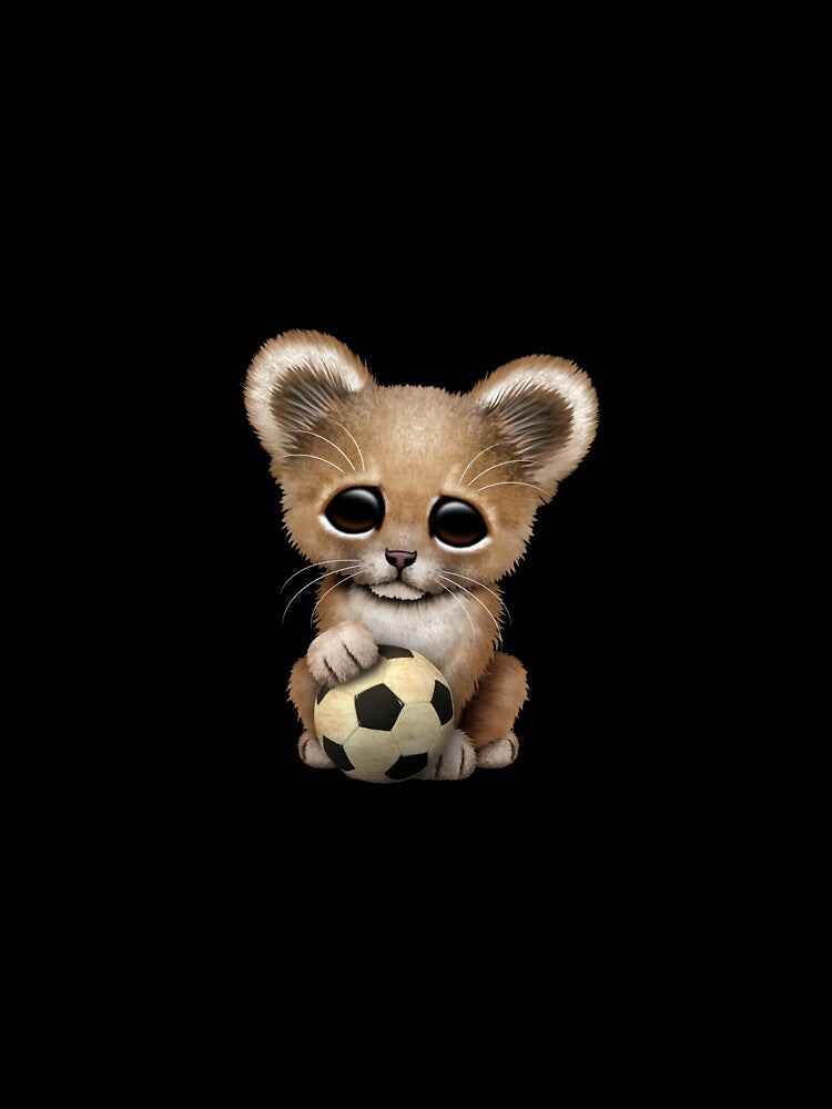 Lion Cub With Football Soccer Ball by JeffBartels