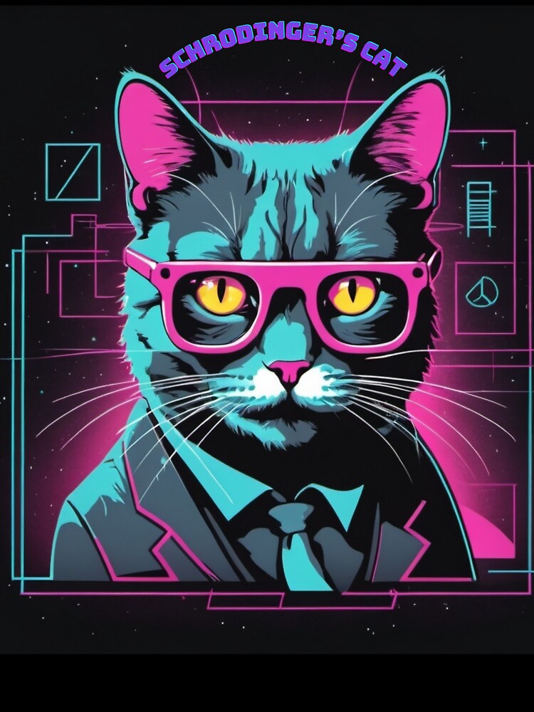 Retrowave Schrodinger's cat funny t-shirt by NebulaLabs