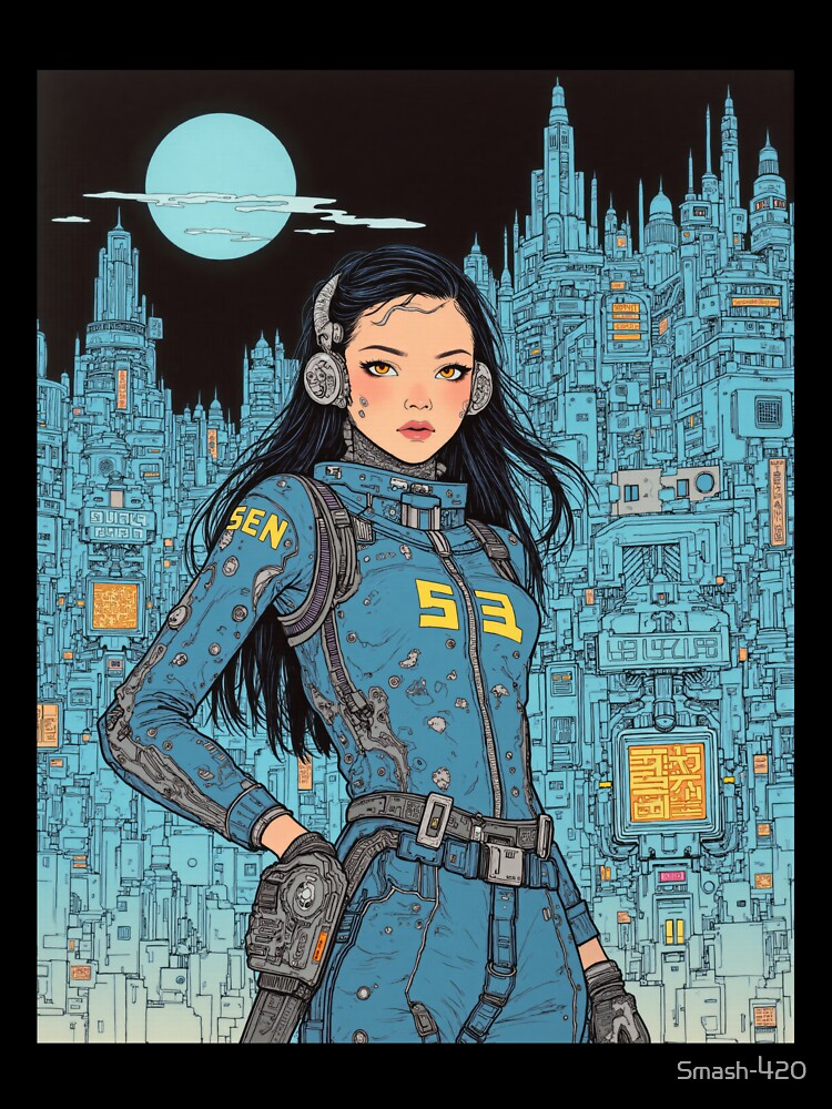 Fallout, Moebius Inspired, postcyberpunk, Dystopian, surrealist, sci-fi, by Smash-420