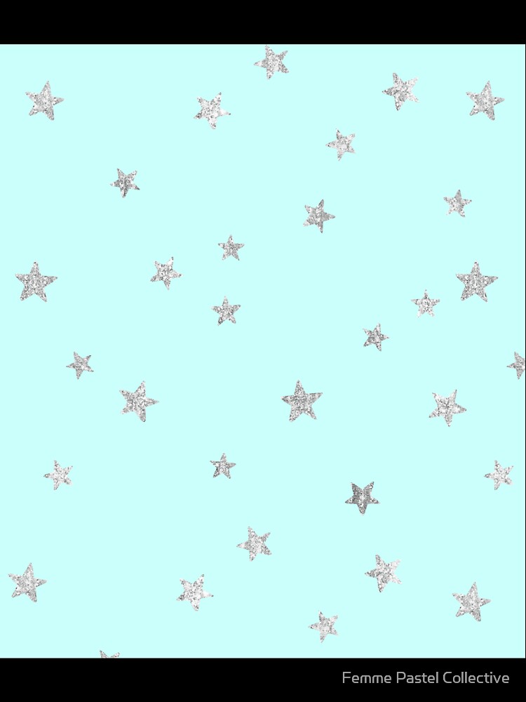 Pretty Y2K Glitter Stars Design in Baby Turquoise by Femme Pastel Collective