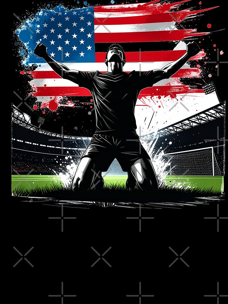 USA Soccer Player Goal Celebration — American Flag Football Fan by icemanphotos