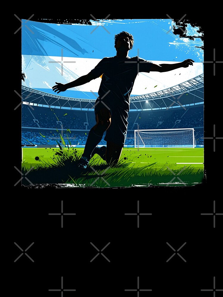 Argentina Soccer Player Silhouette — Argentine Flag Football Fan by icemanphotos
