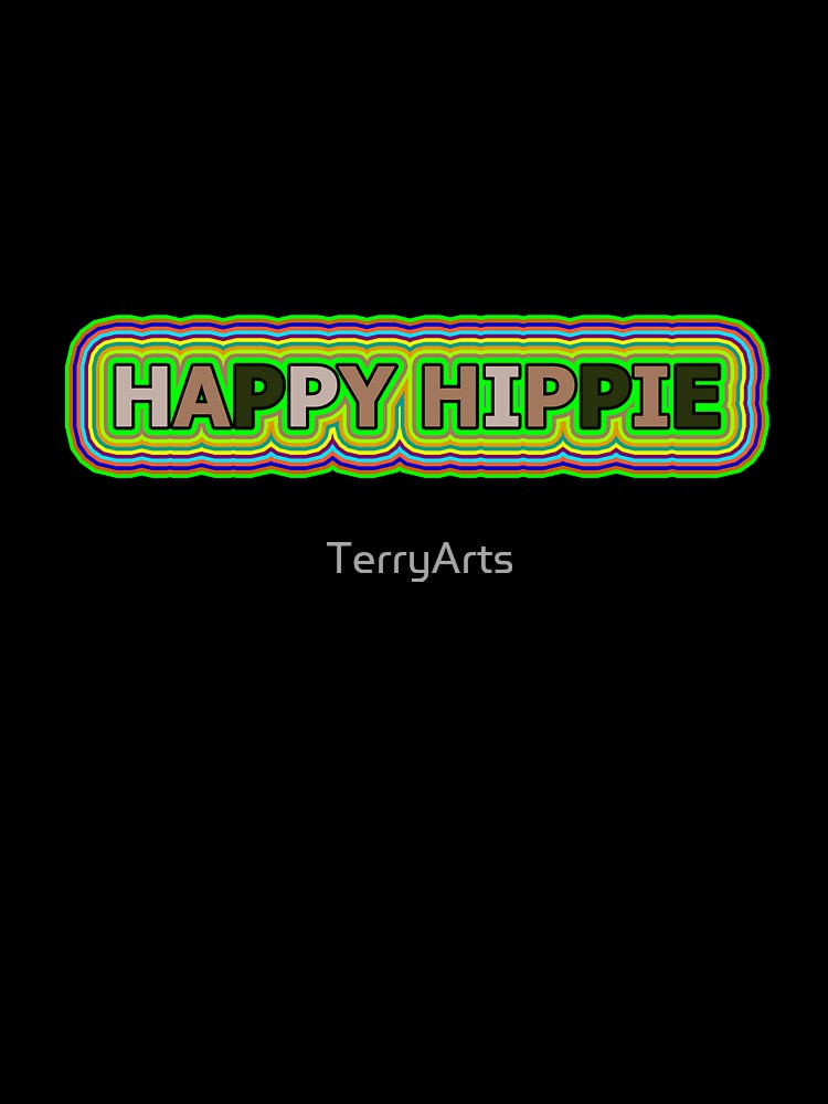 Happy Hippie Words Hippie Vibes Retro Lines 2 of 4 by Beachy