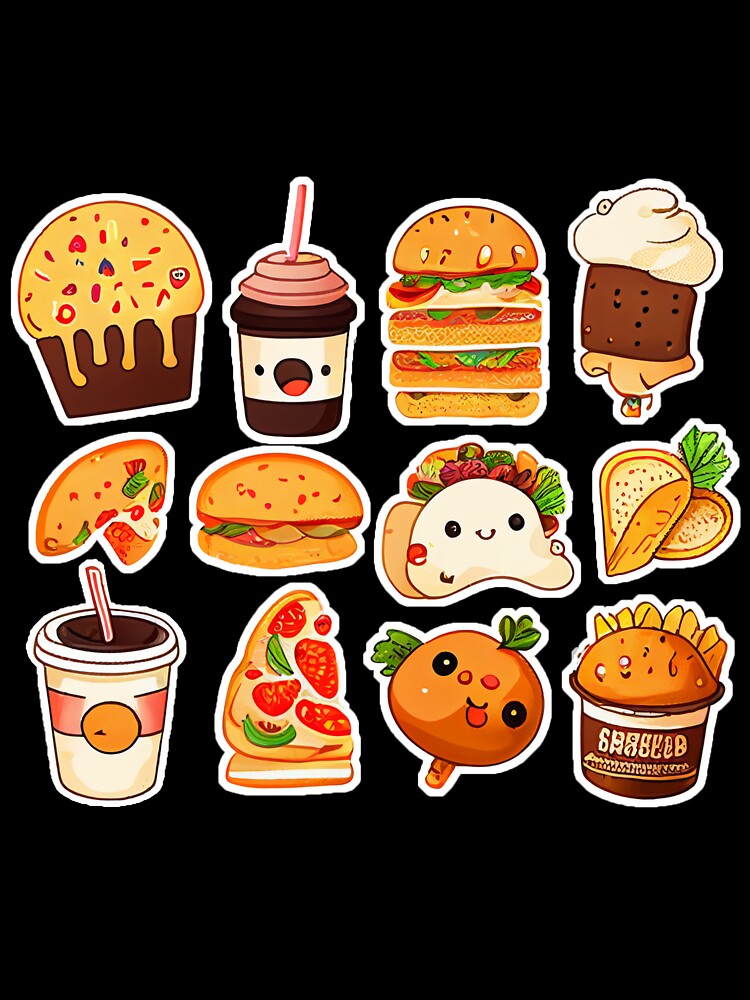 #6 Cute happy food sticker pack by KawaiiFoodArt