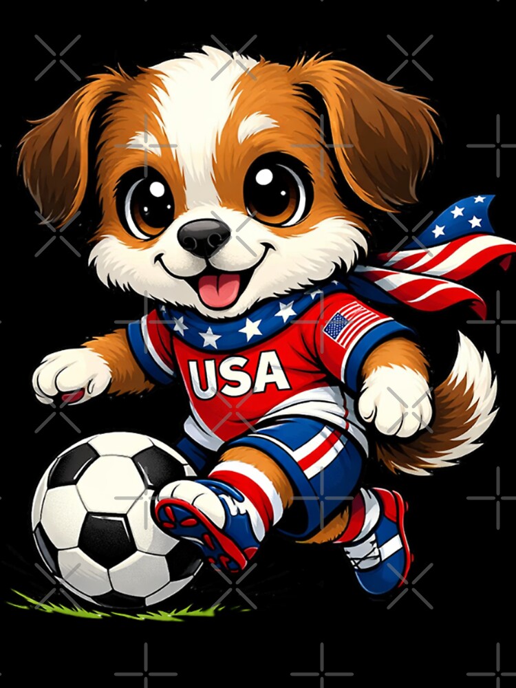 Cute Puppy Soccer Player USA Flag Dog Lover by Tsugraf Designs