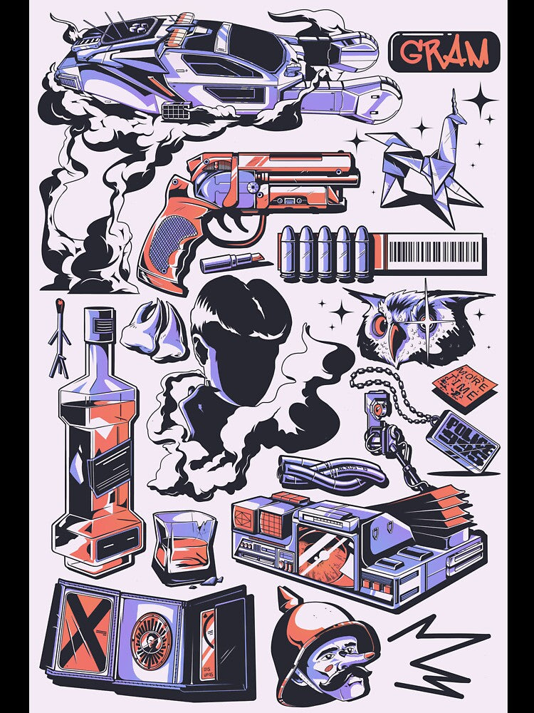 Retro Futuristic Cyberpunk Tech Design by Gram-exe