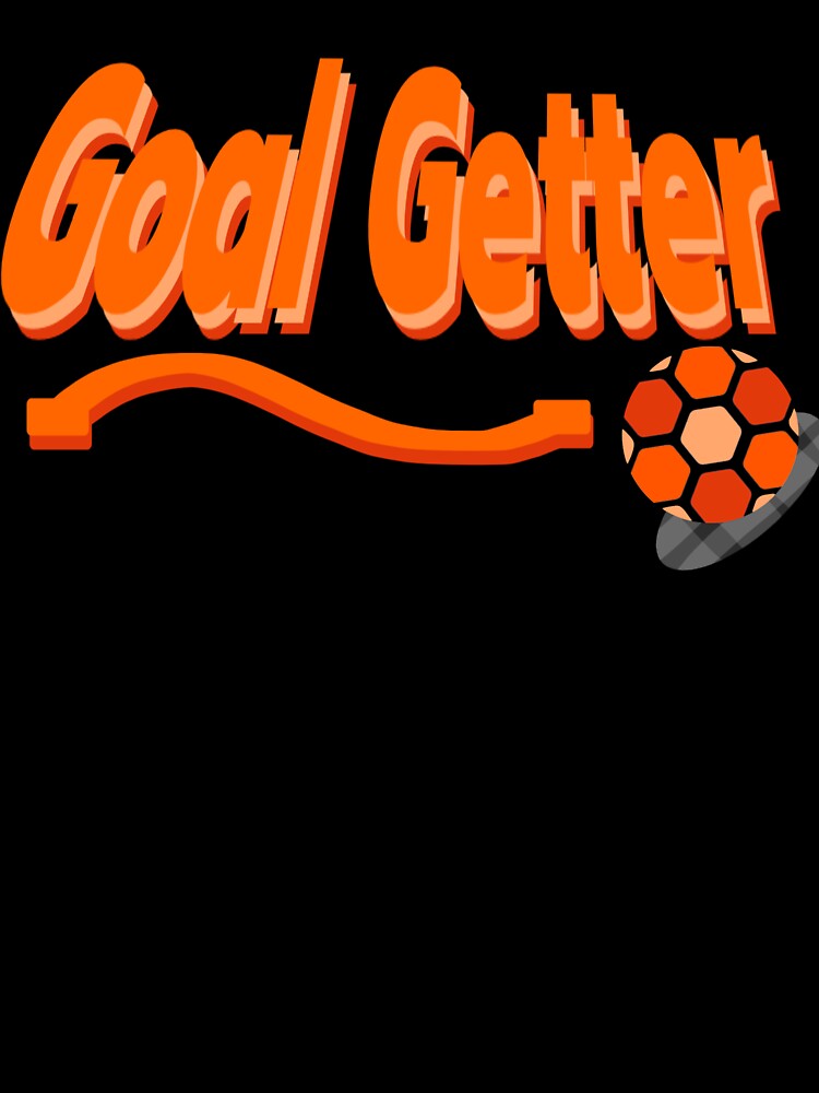 Goal Getter Orange 3D Soccer Text with Football and Swoosh by MigWhimsy