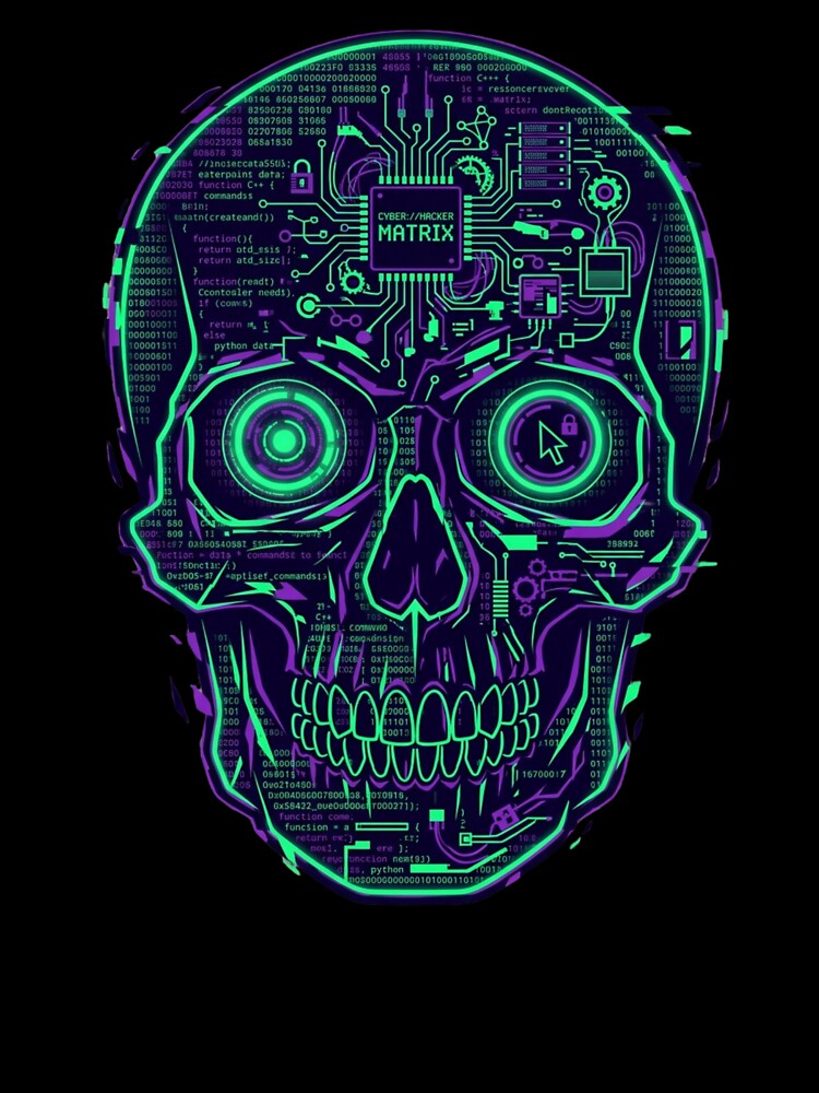 Digital Skull Hacker Cyberpunk Shirt by KurtByteStudio