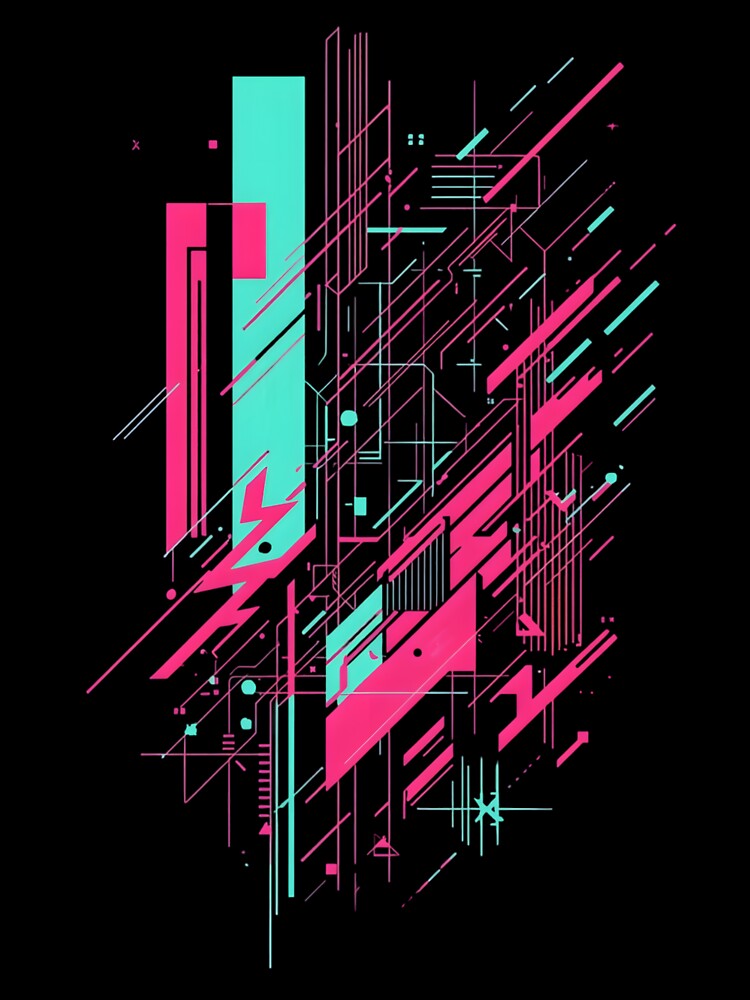 Neon Cyber Circuit Burst by PalmixArt