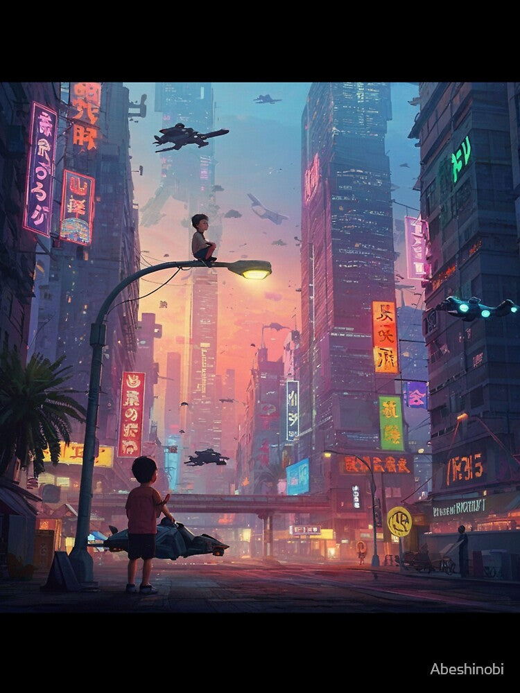 Young Dreamers Cyberneon City by Abeshinobi