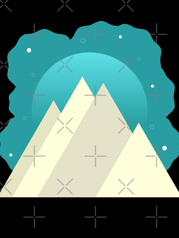 WHITE MOUNTAINS TEAL NIGHT SKY - WINTER VERSION MINIMALIST ILLUSTRATION Teal BG by MiraiDesigns by miraidesigns