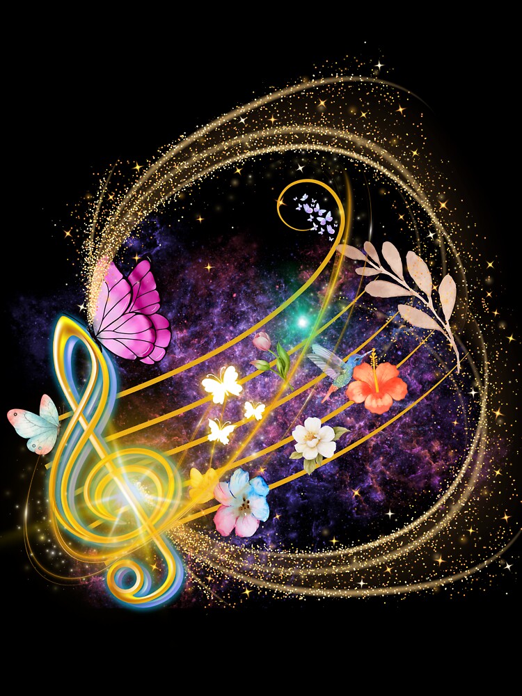 Eternal Melody: Cosmic Symphony and Flowers by Diseño que alegran tu día