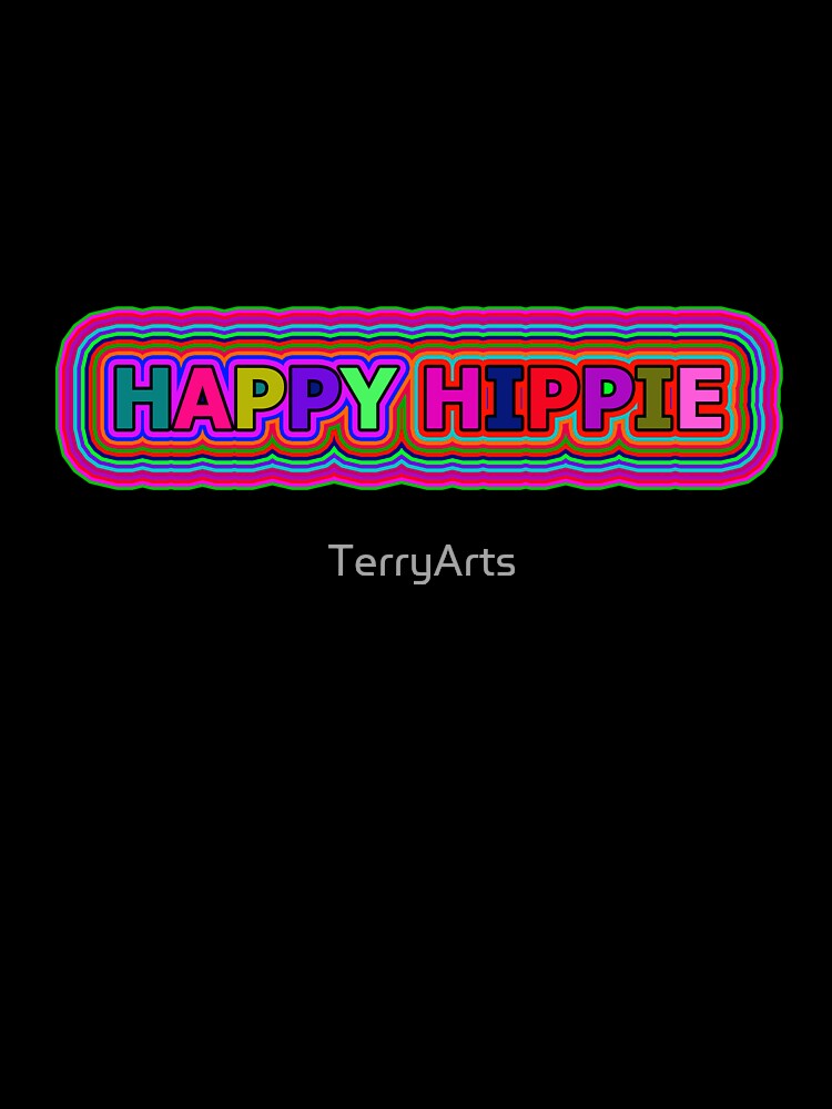 Colorful Happy Hippie Words Free Spirit Colorful Retro Lines 4 of 4 by Beachy