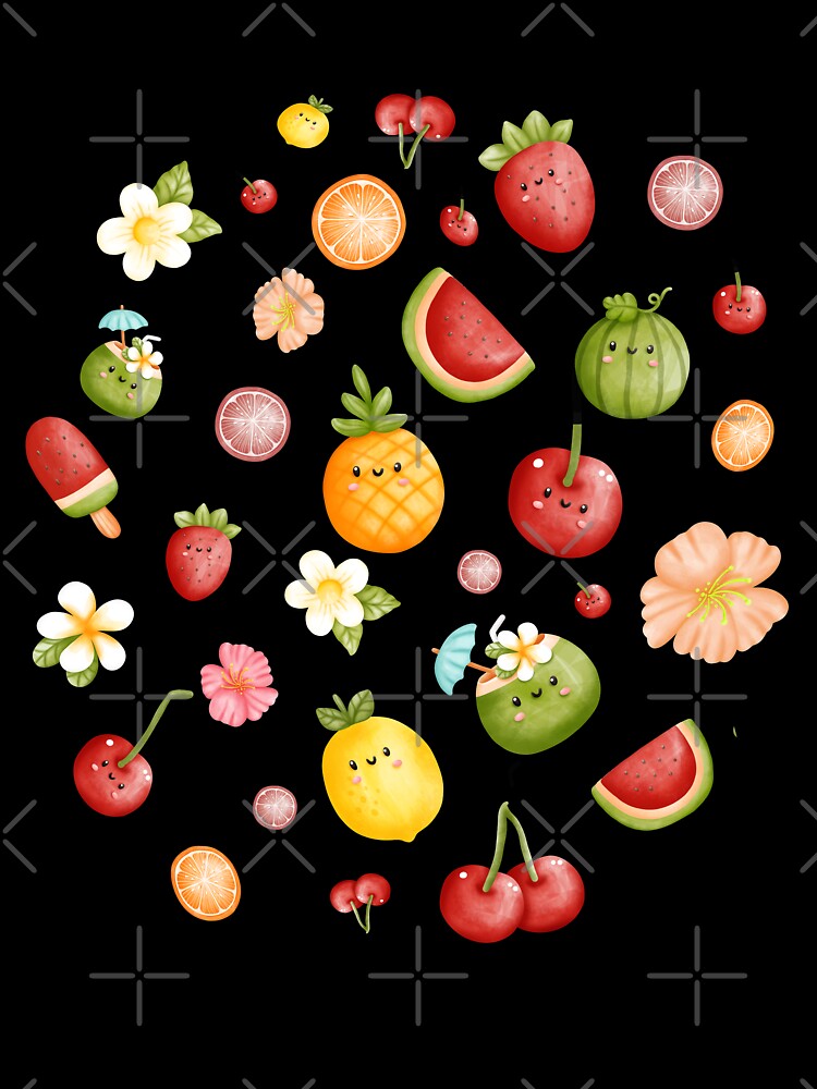 Cute Kawaii Fruit Set - Funny Sweet Kawaii Fruits Colorful Pack by MyColorfulDream