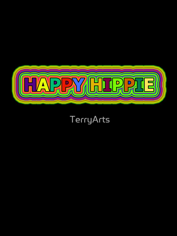 Colorful Happy Hippie Words Free Spirit Colorful Retro Lines 2 of 4 by Beachy
