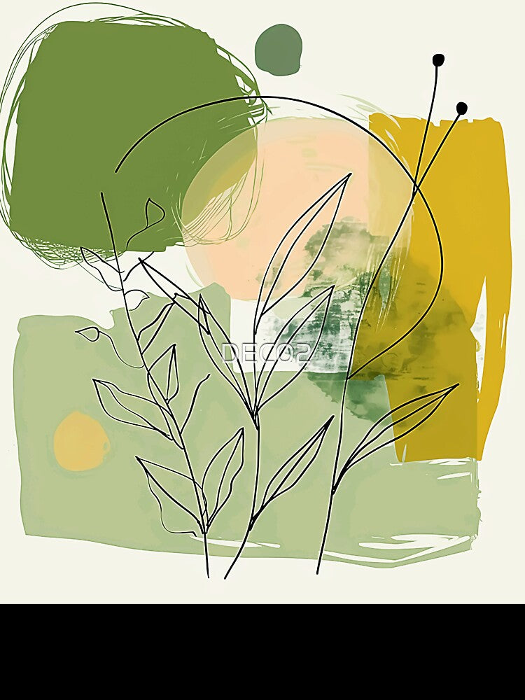Boho-Style Green And Soft Yellow Hues Abstract by DEC02