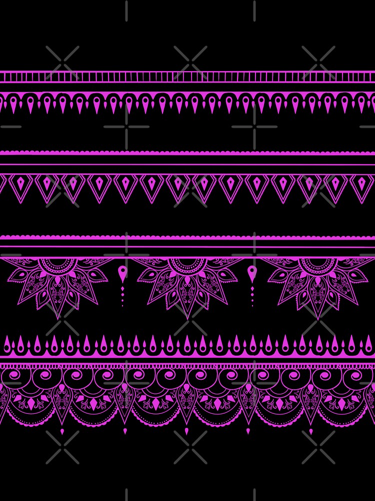 South asian patterns megenta on black by Chaoticzarts