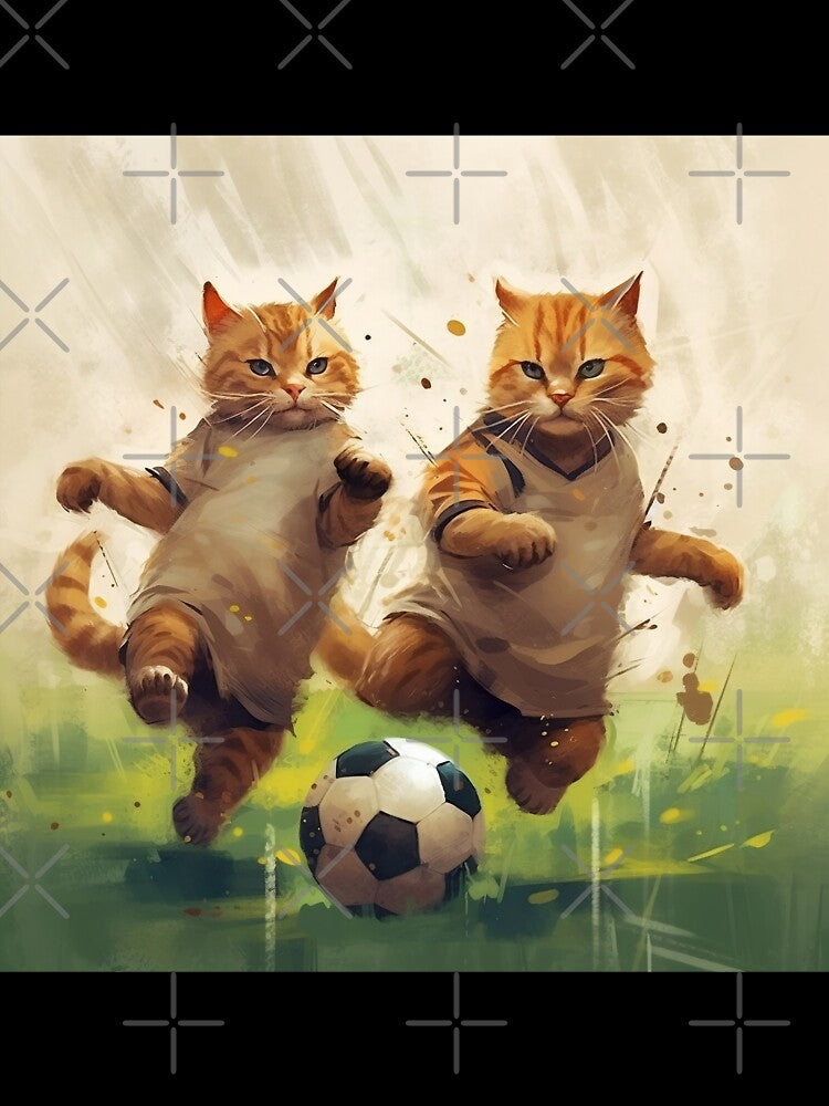 Brother Cats Are Practicing Soccer on a Rainy Day by BDMeow