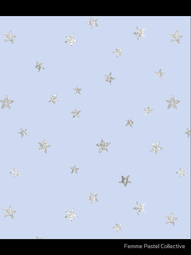 Pretty Y2K Glitter Stars Design in Baby Blue by Femme Pastel Collective