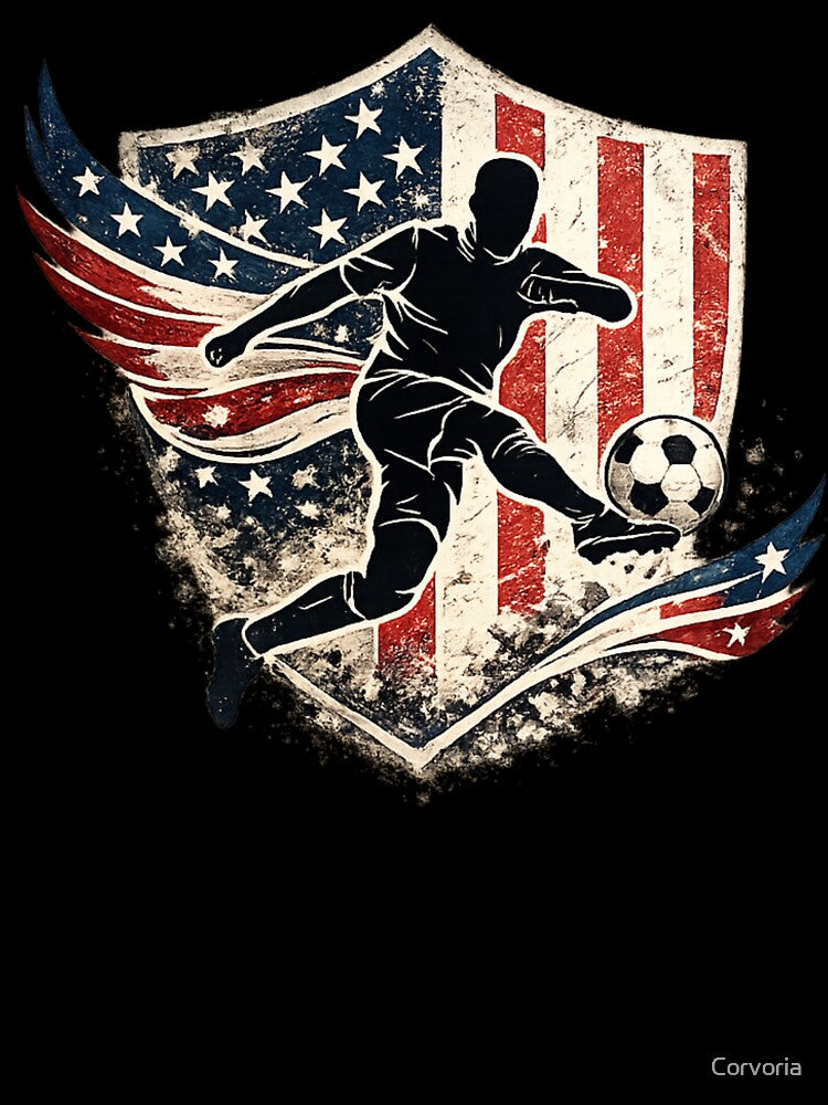 American Flag Soccer Player Gift by Corvoria