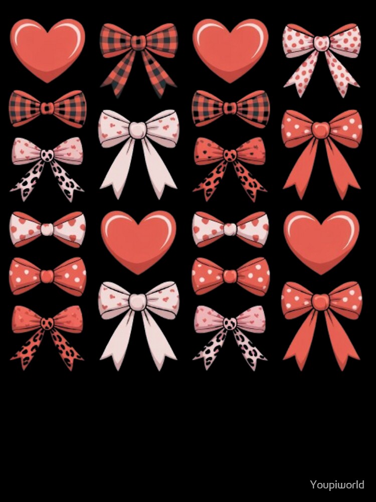 Valentine Coquette Hearts & Bows T-Shirt | Leopard Print Bow Aesthetic Shirt | Girly Valentine Outfit by Youpiworld
