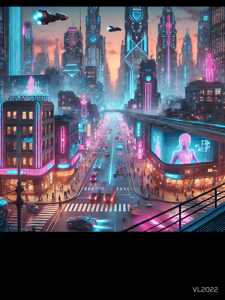 Neon Future - Cyberpunk Cityscape Digital Art by Simple_Lines2025
