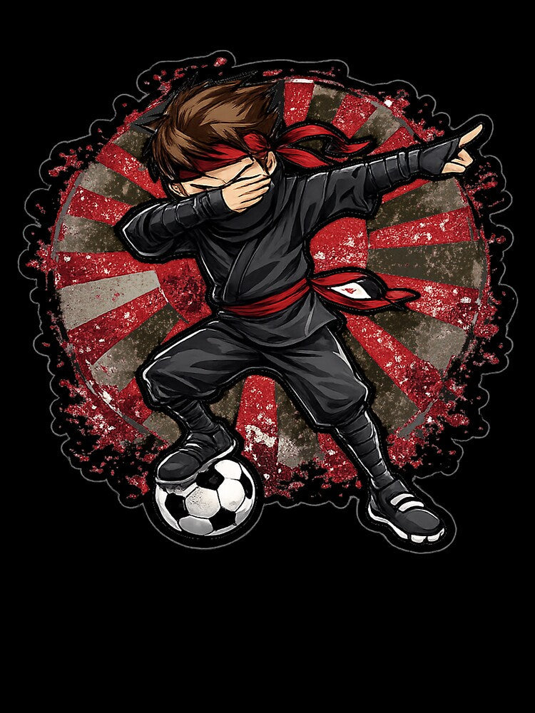 Dabbing Ninja Soccer Vintage Japan Flag by QuiteOrbit