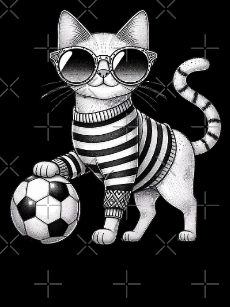 Line Art Cat Soccer by Myra365Art