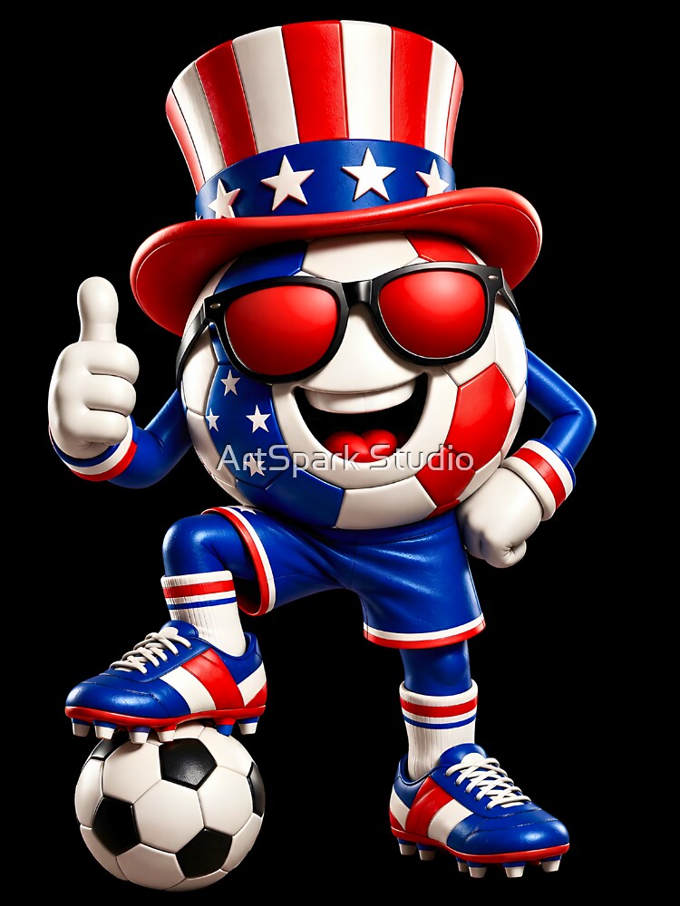 USA Soccer Mascot Funny Patriotic Sports Cartoon Graphic by ArtSpark Studio