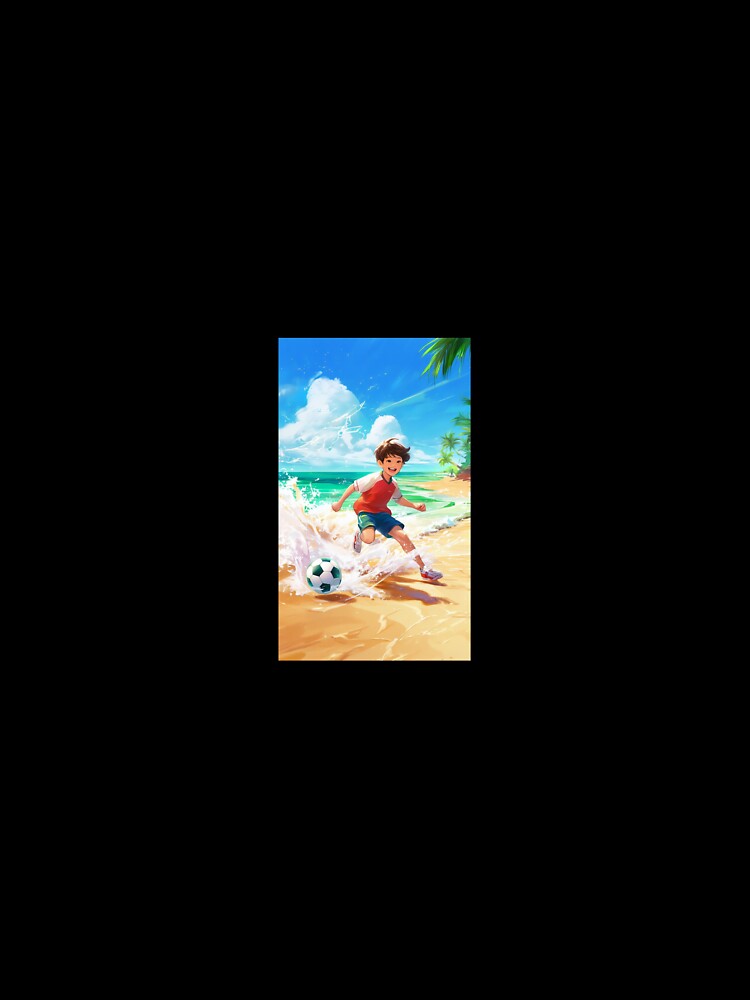 BOY PLAYING SOCCER ON THE BEACH by williamdim