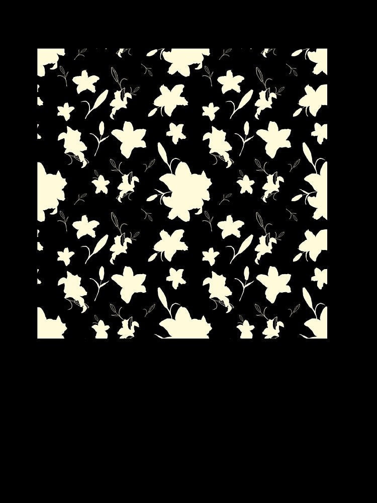 Bohemian Black and creamy Floral Line Art Pattern by Yana Mustafina | Boho Soulful Designs