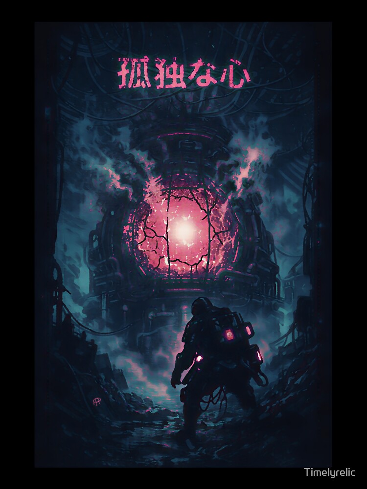 Lonely Heart — 孤独な心 Cyberpunk Mech Soldier Japanese Art Print by Timelyrelic